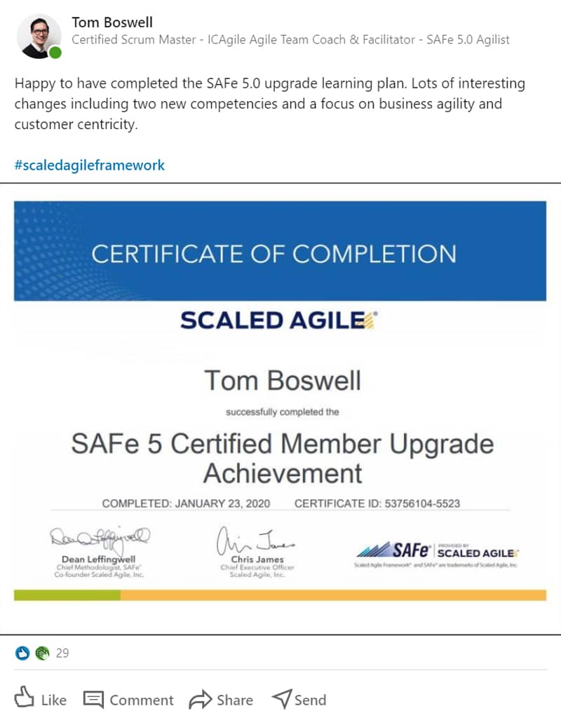 SAFe 5.0 Upgrade certification