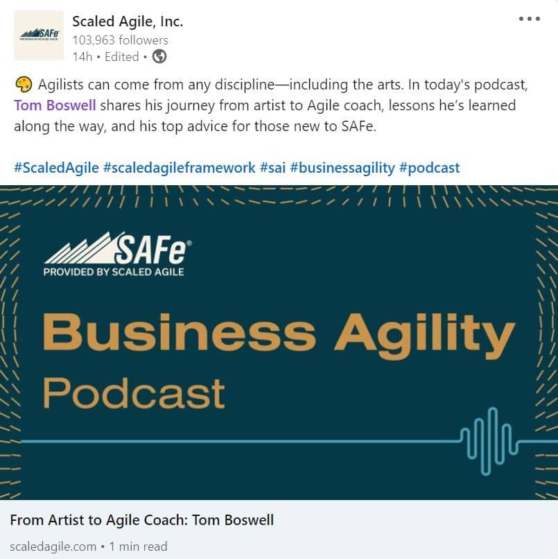 Scaled Agile Podcast, guest Tom Boswell