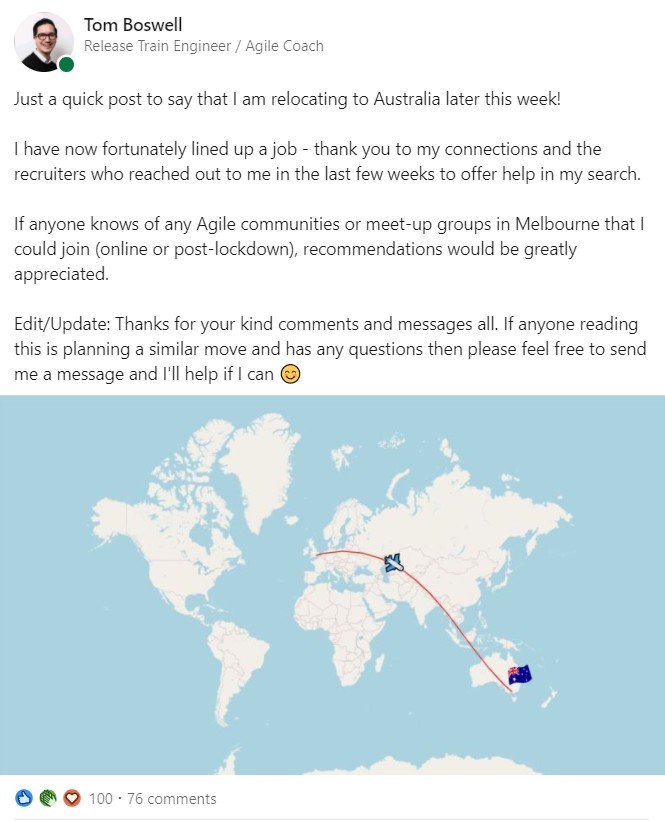 Tom Boswell Australia migration post